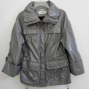Hilary Radley Vinyl Slicker 3/4 Sleeve Jacket Med